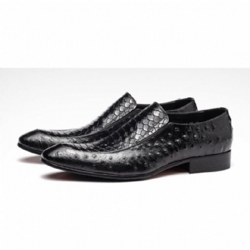 Miesten Juhlakengät Croc Texture Nahka Slip-on Oxford Brogues
