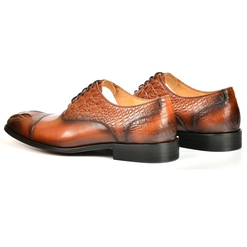 Miesten Juhlakengät Elegance Crocodile Texture Oxford Dress -kengät - Ruskea