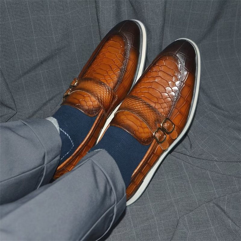 Miesten Juhlakengät Hienostuneet Elegance-slip-on Nahkakengät - Ruskea