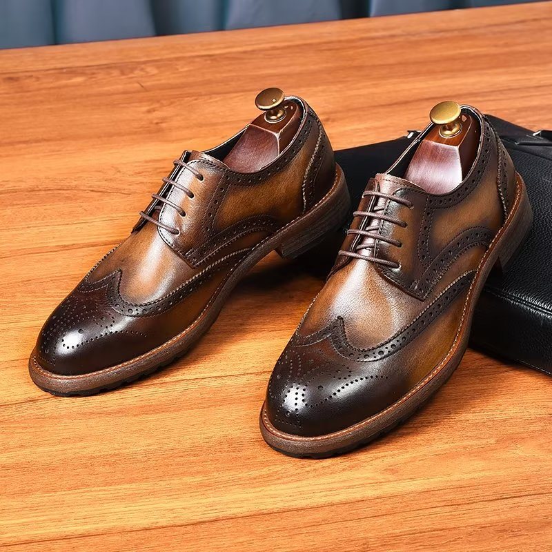 Miesten Juhlakengät Hienot Brogues - Kahvi