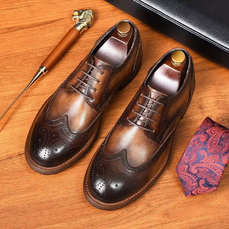 Miesten Juhlakengät Hienot Brogues - Kahvi