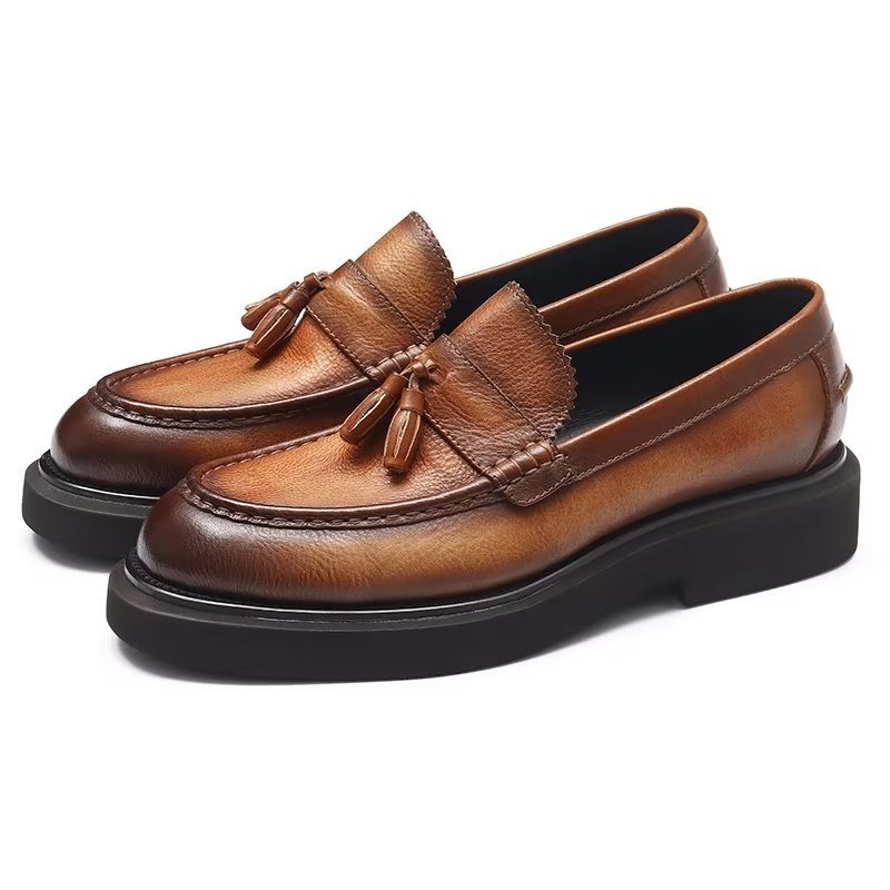Miesten Juhlakengät Kohokuvioidut Elegance-slip-on Mekkokengät - Kahvi