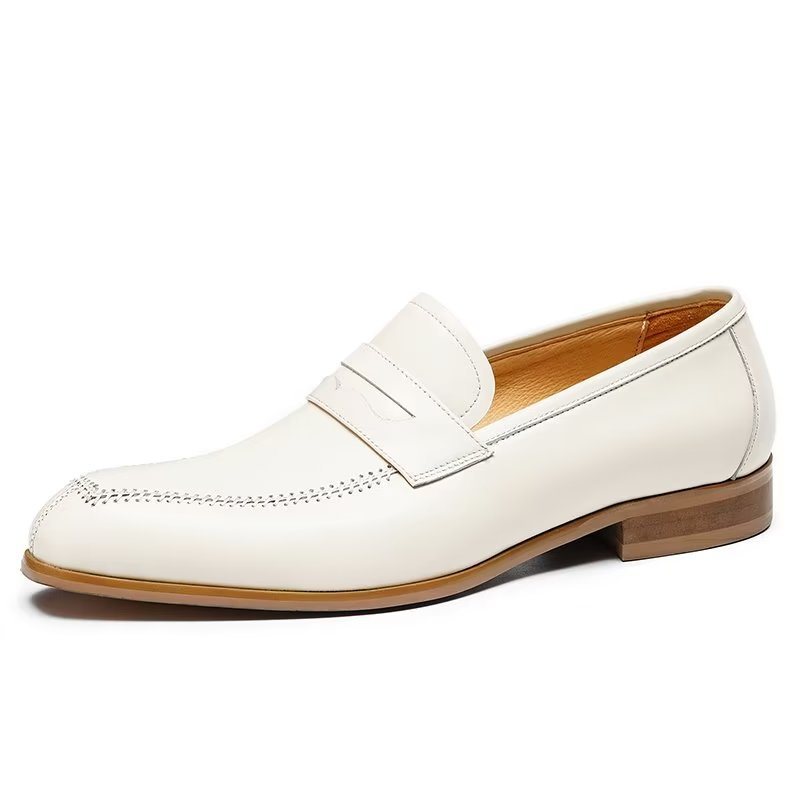 Miesten Juhlakengät Kohokuvioidut Elegance-slip-on-neliömäiset Mekkokengät - Valkoinen