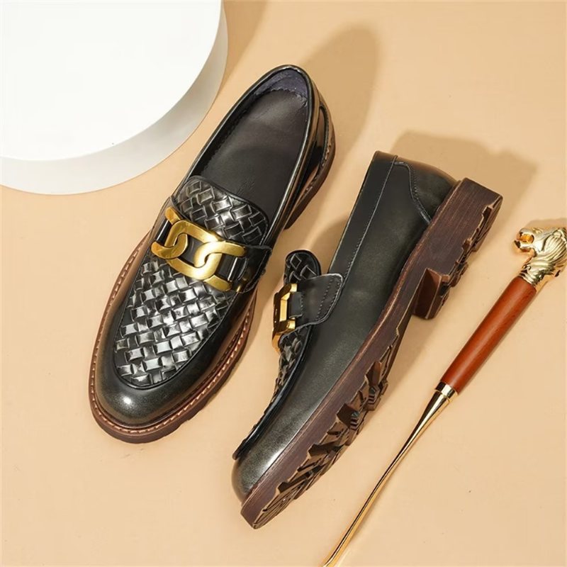 Miesten Juhlakengät Kohokuvioidut Eleganceluxury Slip-on Mekkokengät - Harmaa