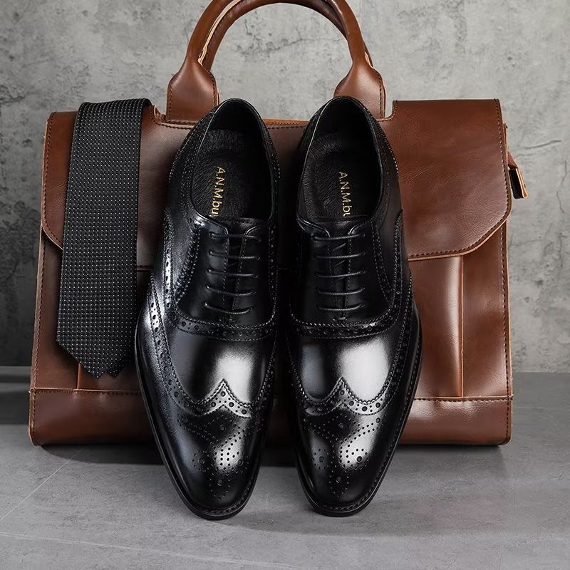 Miesten Juhlakengät Nahkaiset Brogues - Musta