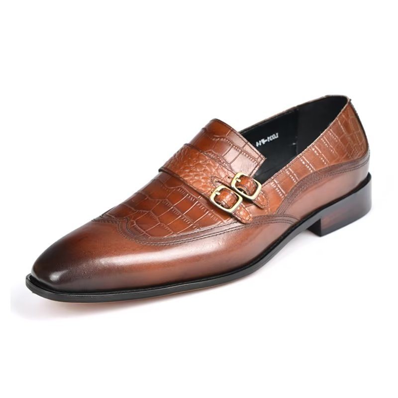 Miesten Juhlakengät Pyöreäkärkiset Monkstrap-mekkokengät - Kahvi