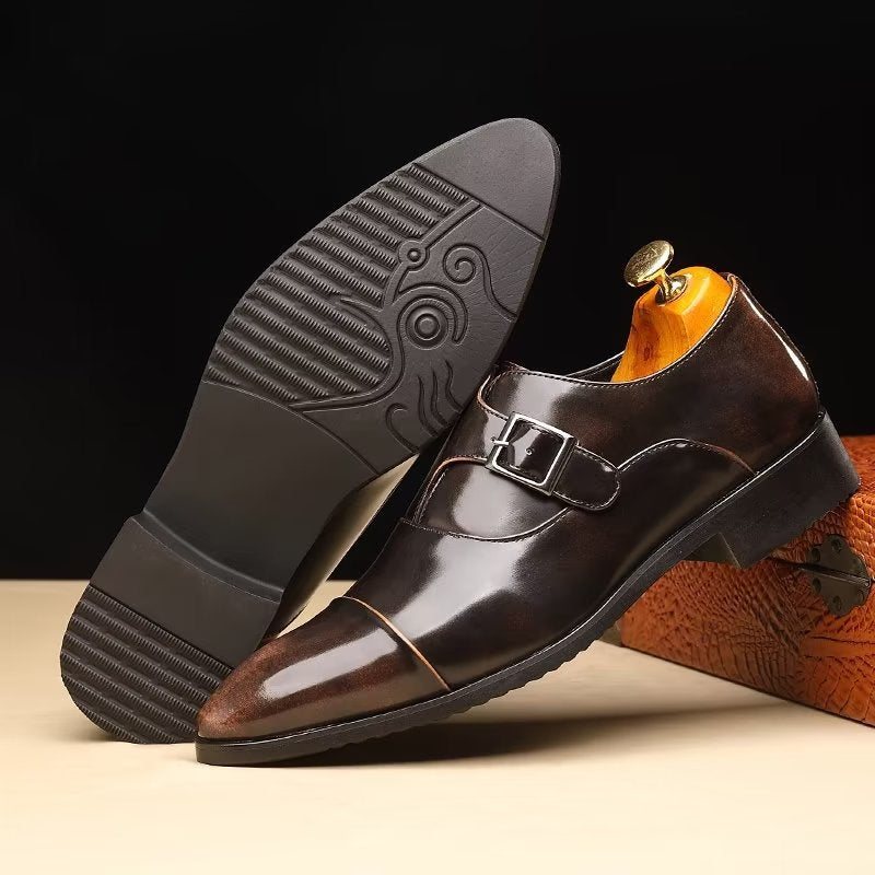 Miesten Juhlakengät Tyylikkäät Teräväkärkiset Monkstrap-mekkokengät - Kahvi