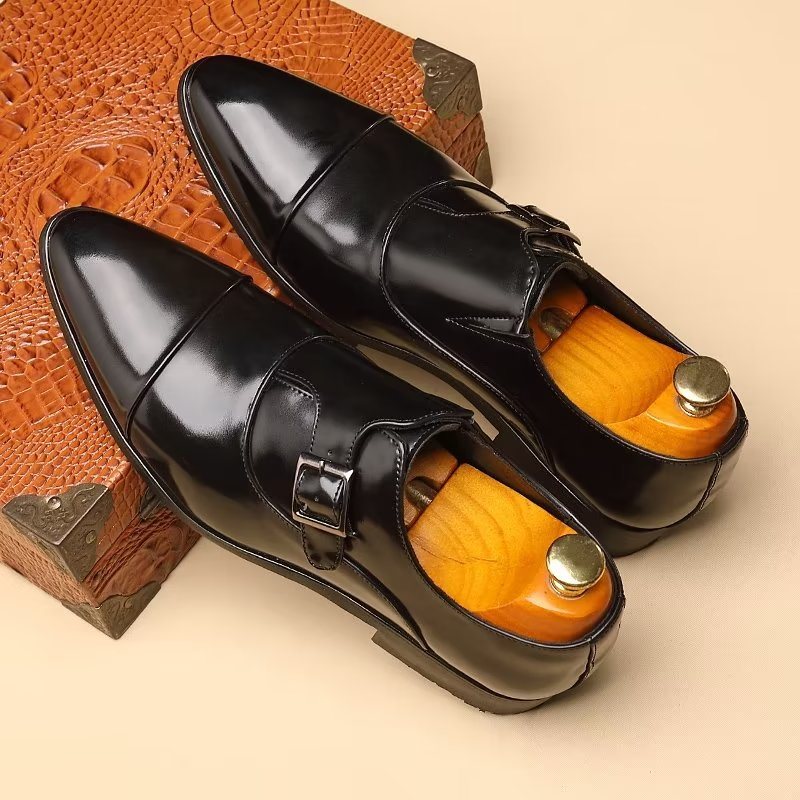 Miesten Juhlakengät Tyylikkäät Teräväkärkiset Monkstrap-mekkokengät - Musta