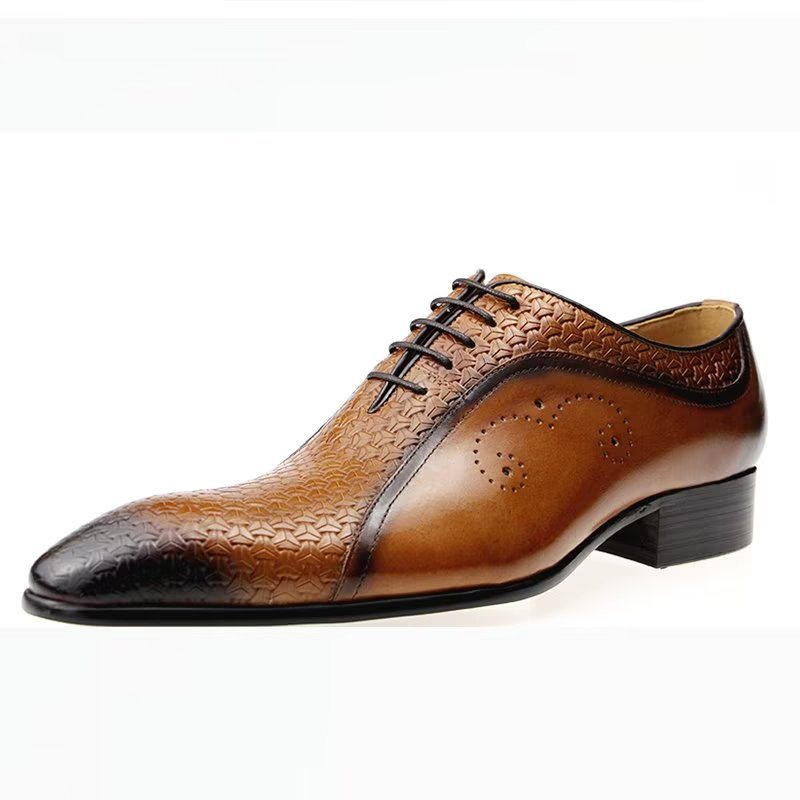 Miesten Juhlakengät Ylelliset Nahkaiset Brogue Wedding Oxfords - Ruskea