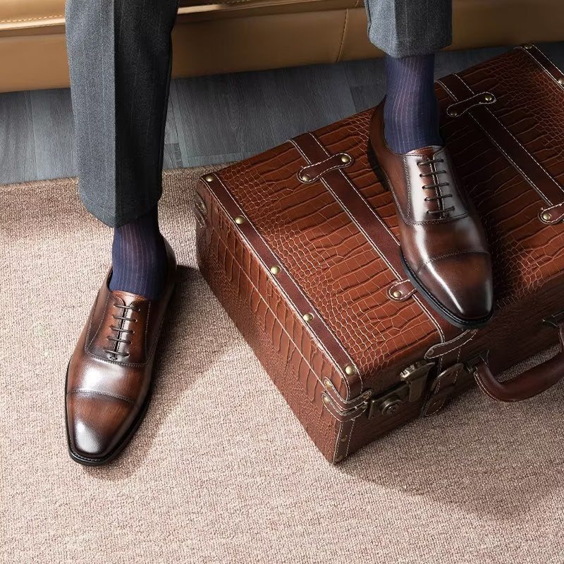 Miesten Juhlakengät Ylelliset Smooth Pattern Oxford-mekkokengät - Kahvi