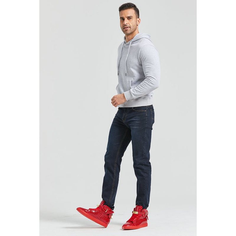 Miesten Lenkkarit Ylelliset Crocemboss High Top Casual Tennarit - Punainen