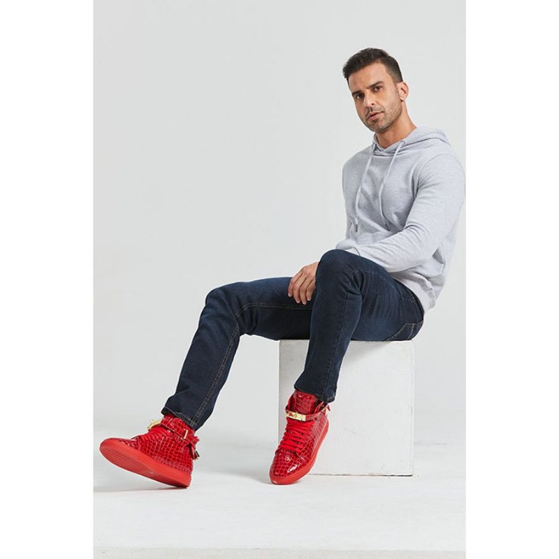 Miesten Lenkkarit Ylelliset Crocemboss High Top -lenkkarit - Punainen