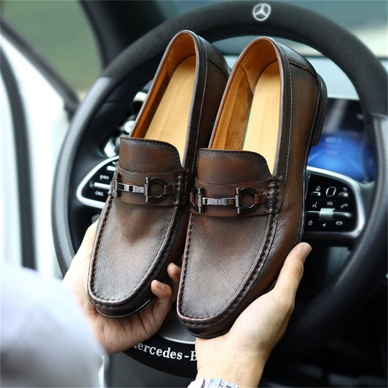 Miesten Loaferit Hazel Luxury Slip-on -nahkaiset - Kahvi