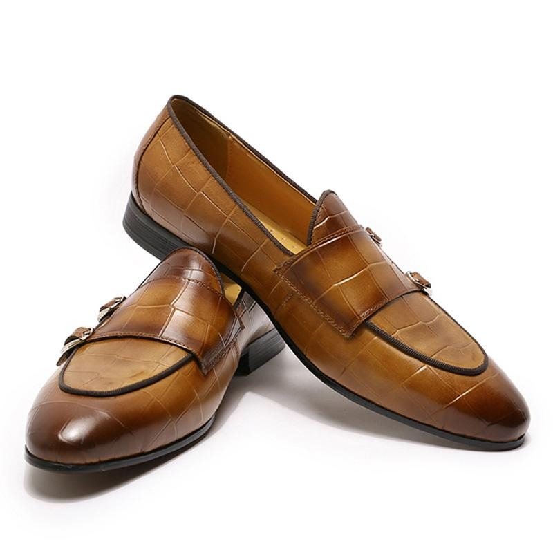 Miesten Loaferit Monk Strap Slip On Loafers - Kahvi