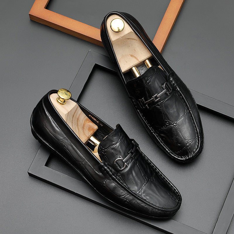 Miesten Loaferit Tyylikkäät Croctex-nahkaiset Derby-loaferit - Musta