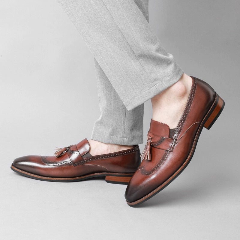 Miesten Loafers Eksoottinen Slip On Brogue - Ruskea