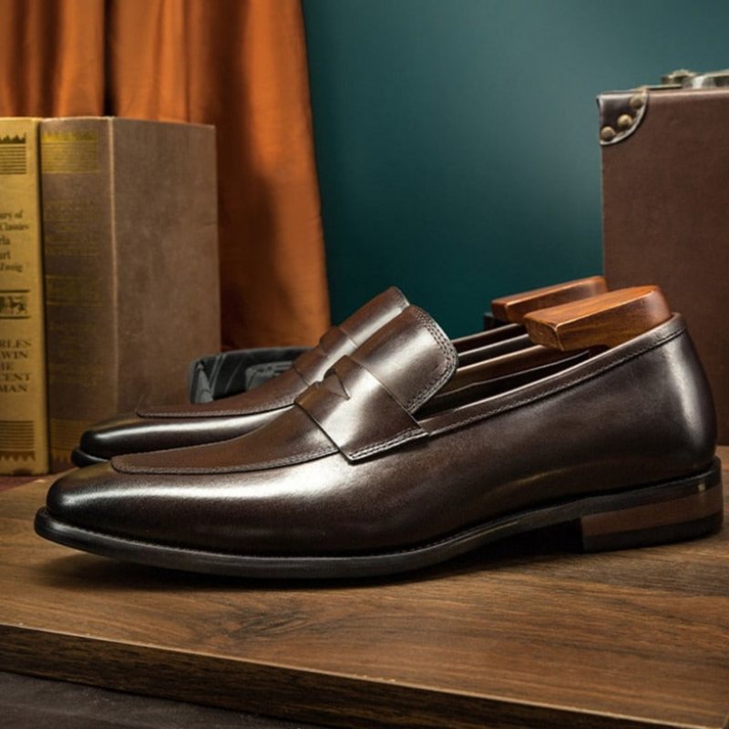 Miesten Loafers Eksoottiset Teräväkärkiset Brogue-kengät - Kahvi