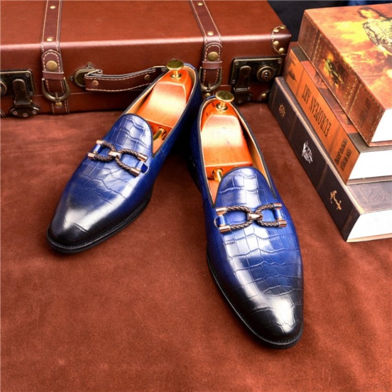 Miesten Loafers Ylellinen Krokotiilinahkainen Lipas Brogue-kenkiin - Sininen