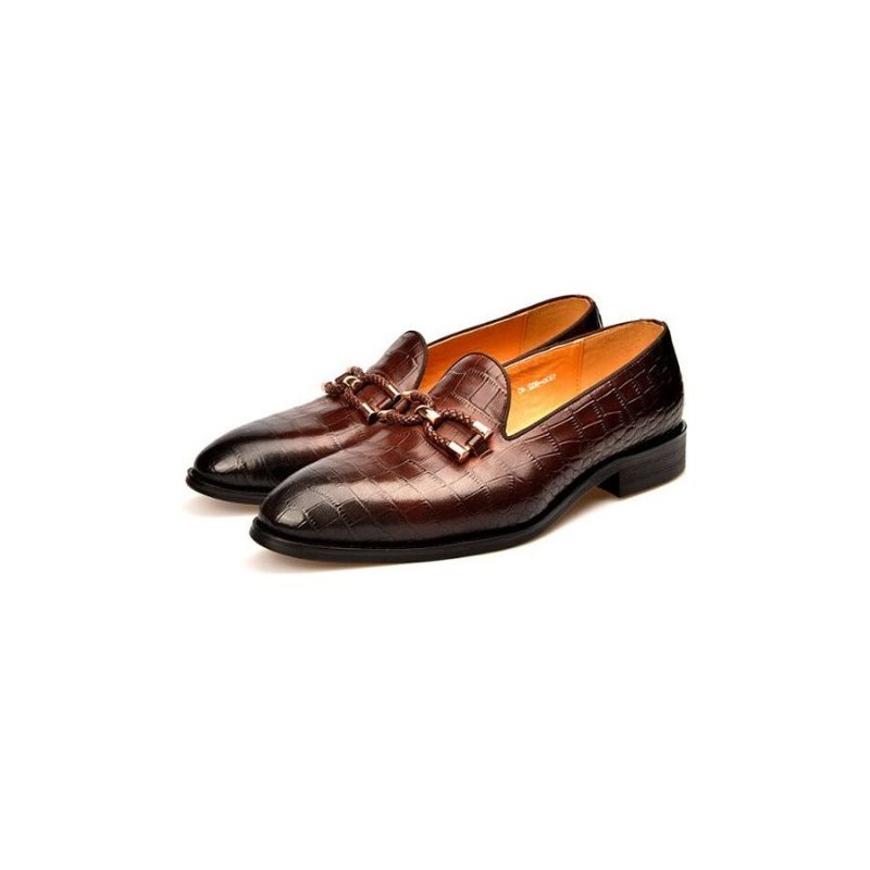 Miesten Loafers Ylellinen Krokotiilinahkainen Lipas Brogue-kenkiin - Kahvi
