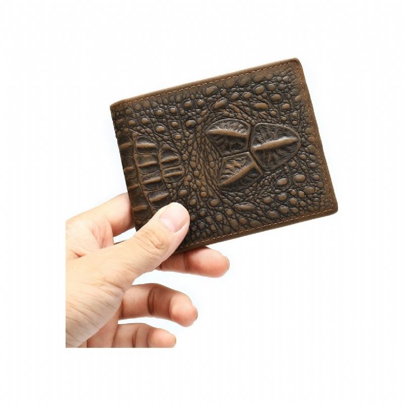 Miesten Lompakot Eksoottinen Vetoketjullinen Bifold Lompakko - Kahvi Croc