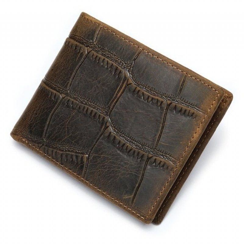 Miesten Lompakot Eksoottinen Vetoketjullinen Bifold Lompakko - Kahvi Croc