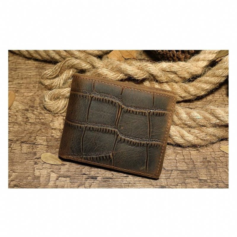 Miesten Lompakot Eksoottinen Vetoketjullinen Bifold Lompakko - Kahvi Croc