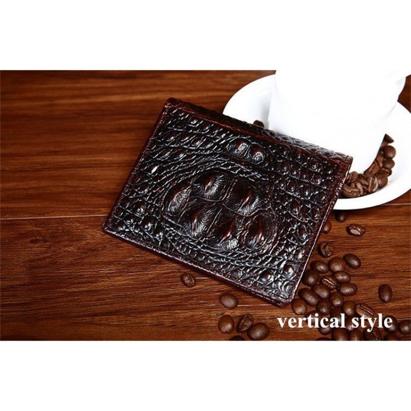 Miesten Lompakot Ylellinen Croc Horn Back Lyhyt Lompakko - Kahvia