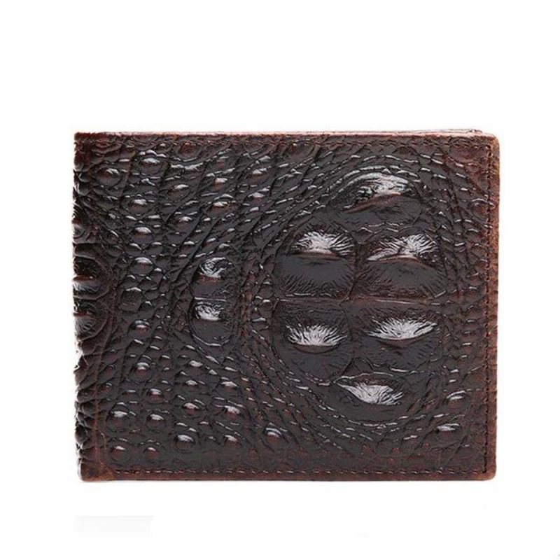 Miesten Lompakot Ylellinen Croc Horn Back Lyhyt Lompakko - Kahvia