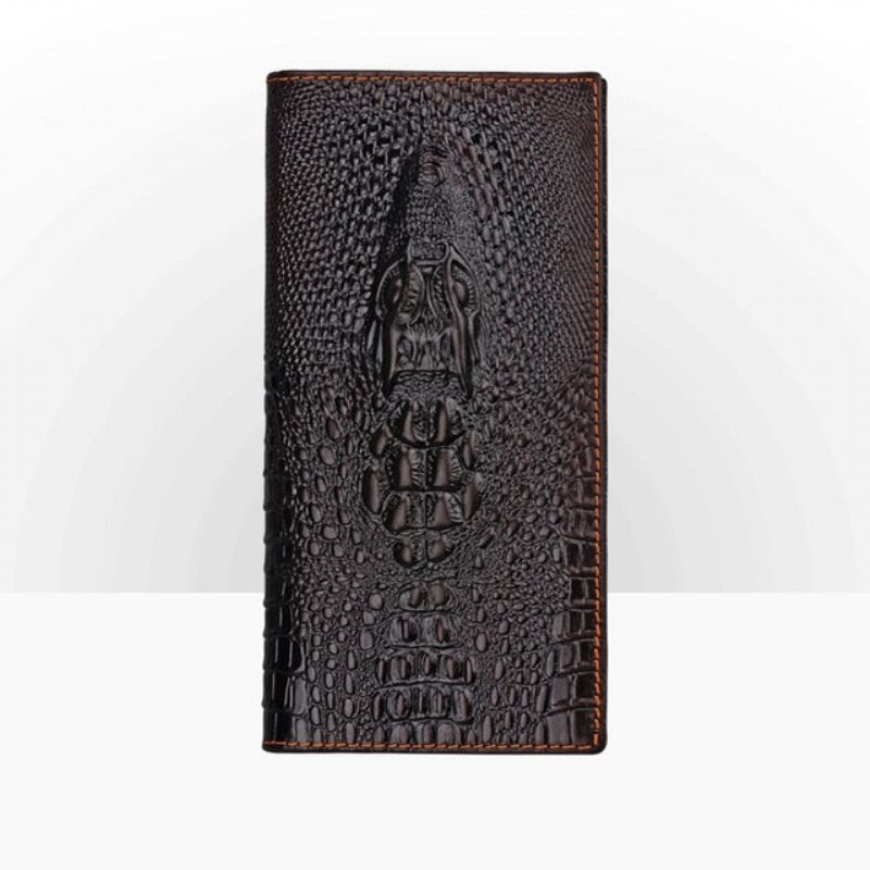 Miesten Lompakot Ylellinen Crocskin Lyhyt Lompakko - Coffee Croc Matte