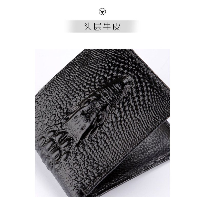 Miesten Lompakot Ylellinen Krokotiilinahkainen Vintage-korttikotelo - Black Short