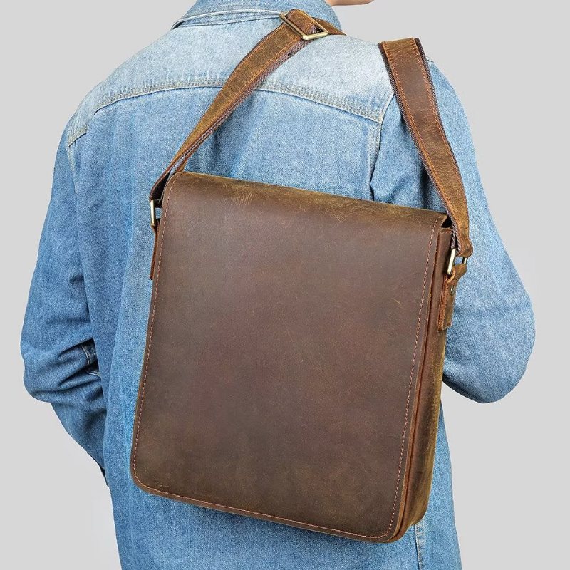 Miesten Olkalaukut Crossbody Vetoketjullinen Laukku - Ruskea