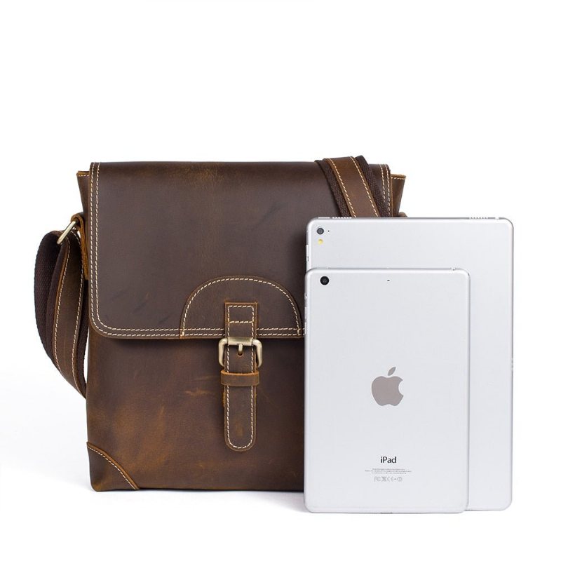 Miesten Olkalaukut Fashionistan Tyylikäs Nahkainen Crossbody Messenger Bag - Kahvia