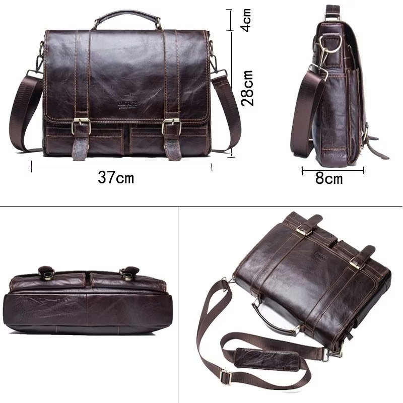 Miesten Olkalaukut Tyylikäs Aito Nahkainen Crossbody Laukku - Kahvi