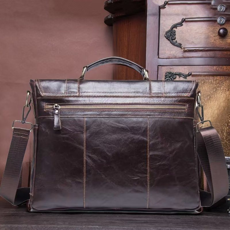 Miesten Olkalaukut Tyylikäs Aito Nahkainen Crossbody Laukku - Kahvi