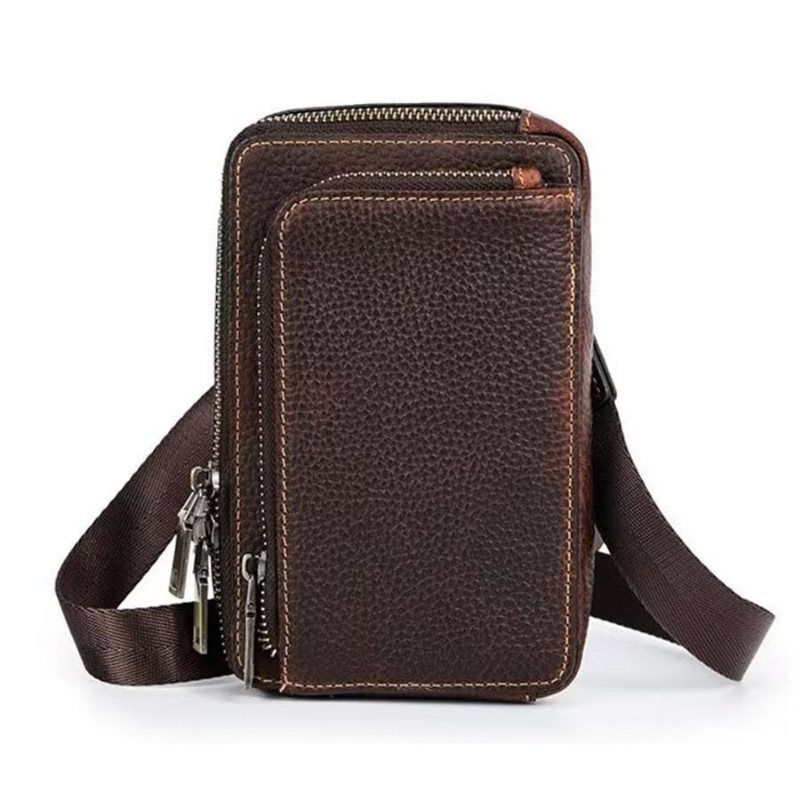 Miesten Olkalaukut Tyylikäs Crazy Horse -nahkainen Vintage Crossbody -laukku - Punaruskea