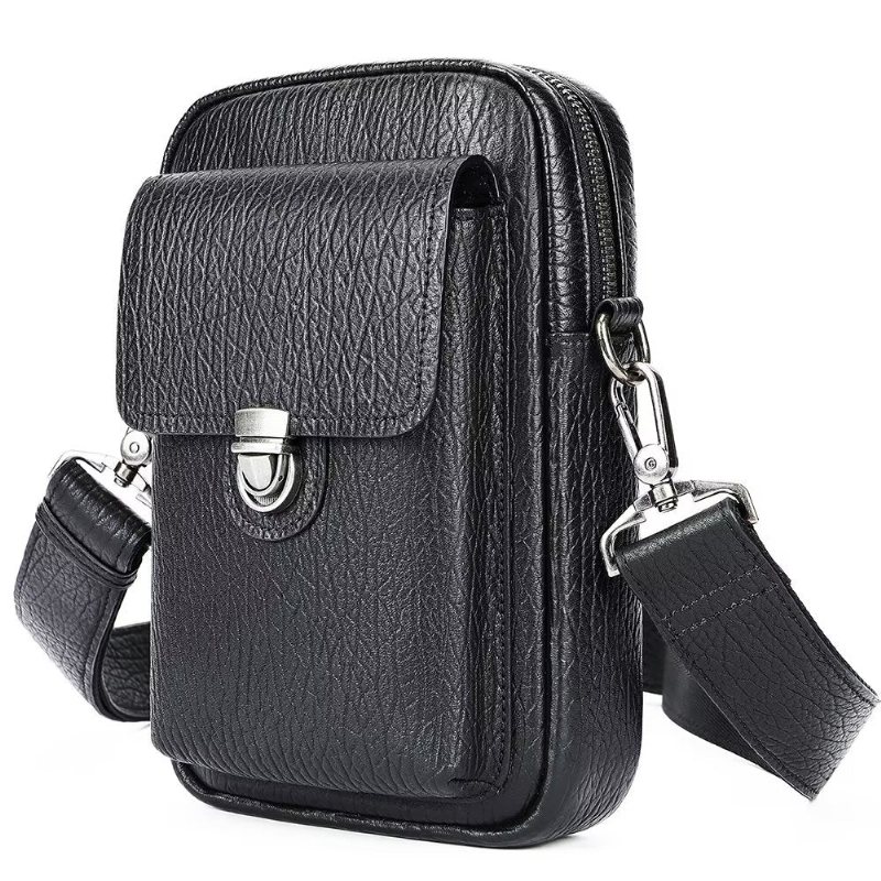 Miesten Olkalaukut Ylellinen Aitoa Nahkaa Läpällinen Vintage Crossbody Laukku - Musta
