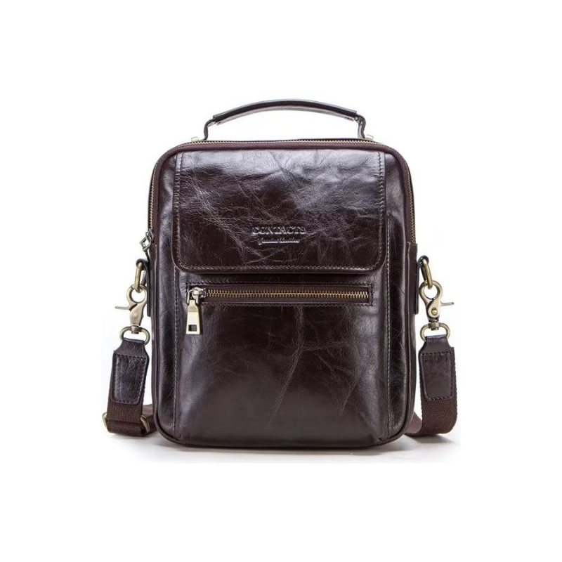 Miesten Olkalaukut Ylellinen Nahkainen Läppä Soljettu Crossbody Laukku - Kahvia