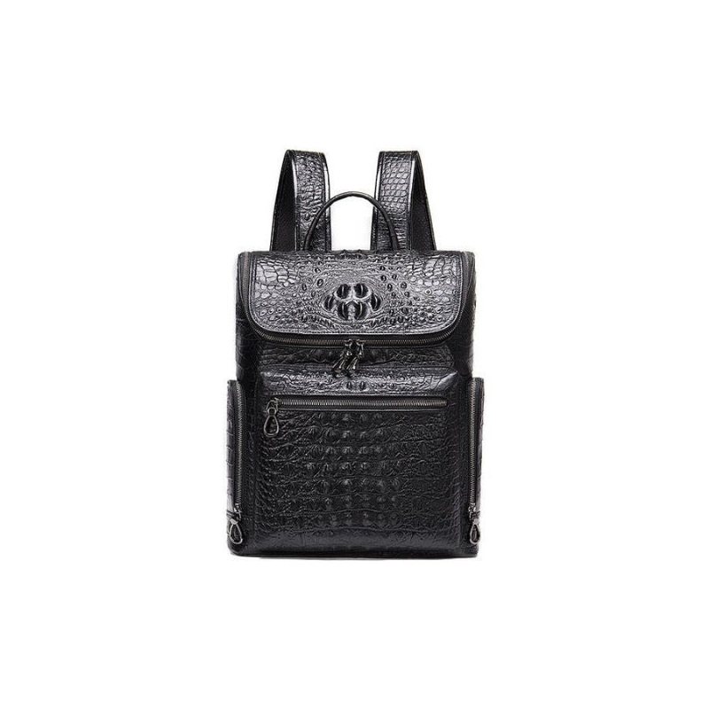 Miesten Reput Vintage Chic Alligator Leather Tech -matkareppu - Musta