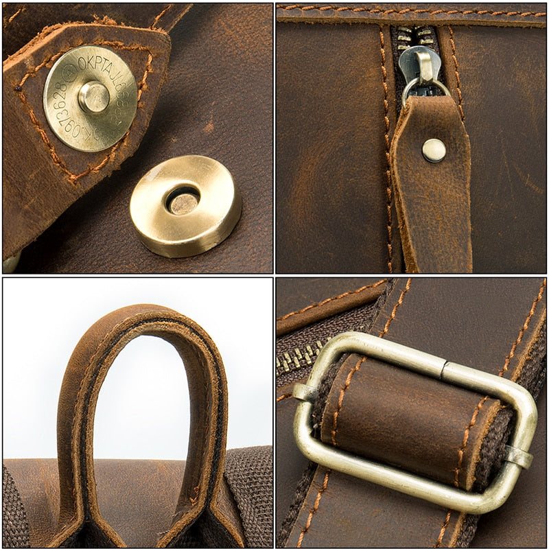 Miesten Reput Vintage Luxury Air Cushion -nahkareppu - Kahvia