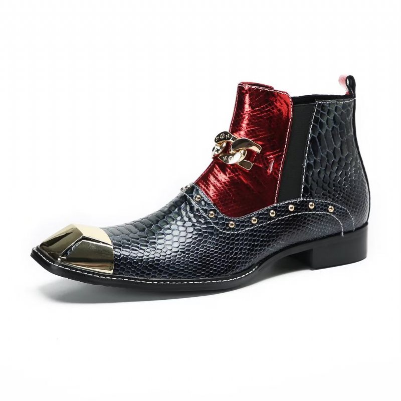 Miesten Saappaat Eksoottiset Slip-on Nahkasaappaat - Burgundy