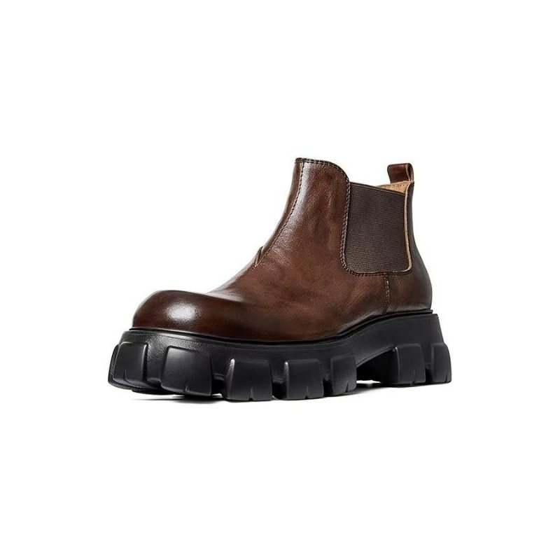 Miesten Saappaat Elegantti Vintage Lehmännahkas Lyhyt Vetoketjullinen Martin Boots - Ruskea