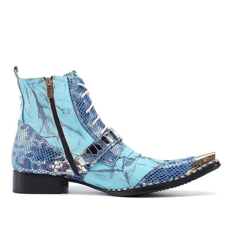 Miesten Saappaat Exotic Texture High Dress -saappaat - Sininen