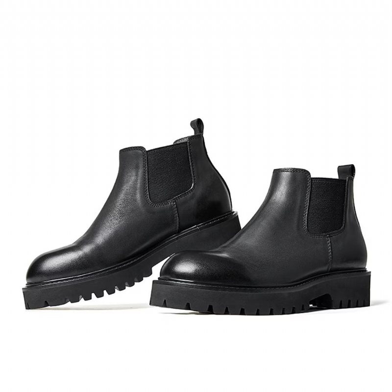 Miesten Saappaat Lampaannahkaa Chic Vintage Lyhyt Vetoketju Martin Boots - Musta