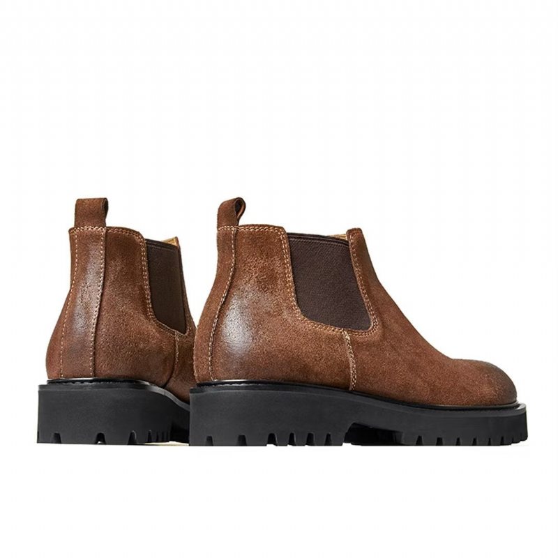 Miesten Saappaat Lampaannahkaa Chic Vintage Lyhyt Vetoketju Martin Boots - Ruskea