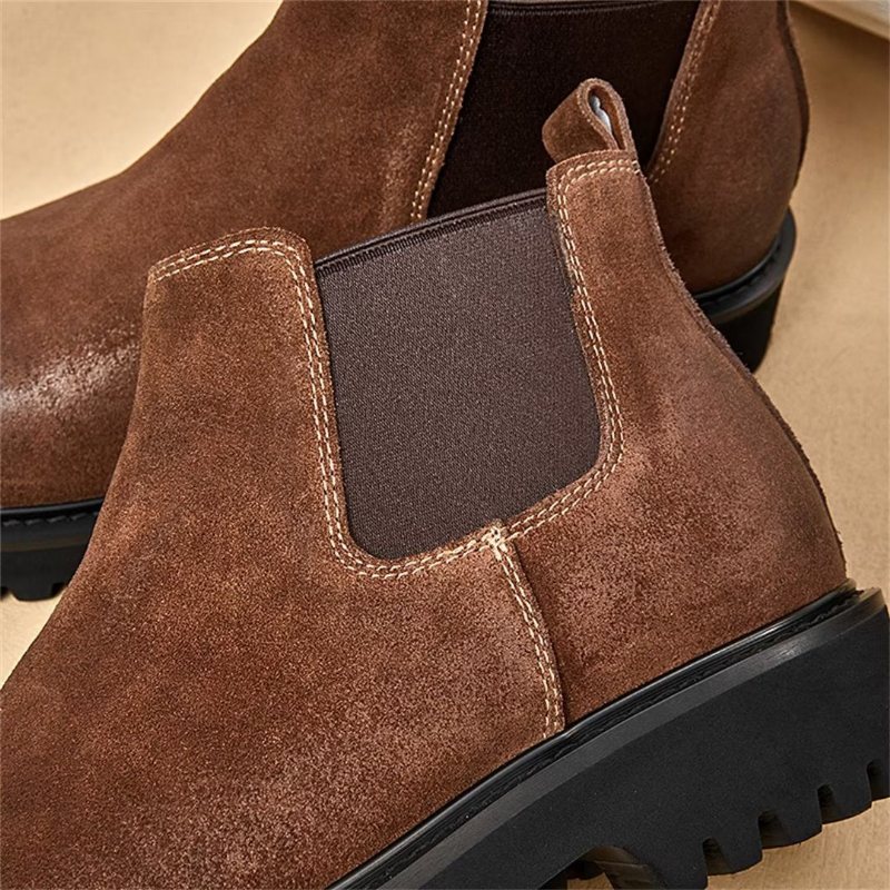 Miesten Saappaat Lampaannahkaa Chic Vintage Lyhyt Vetoketju Martin Boots - Ruskea