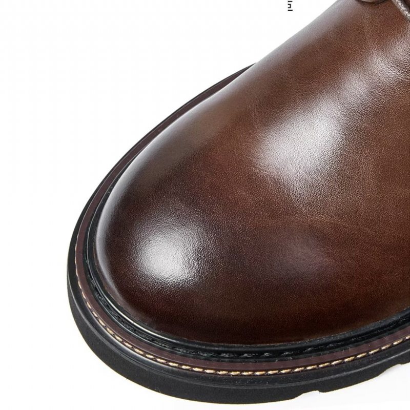 Miesten Saappaat Lampaannahkaiset Chic Vintage Paksut Nilkkurit - Ruskea