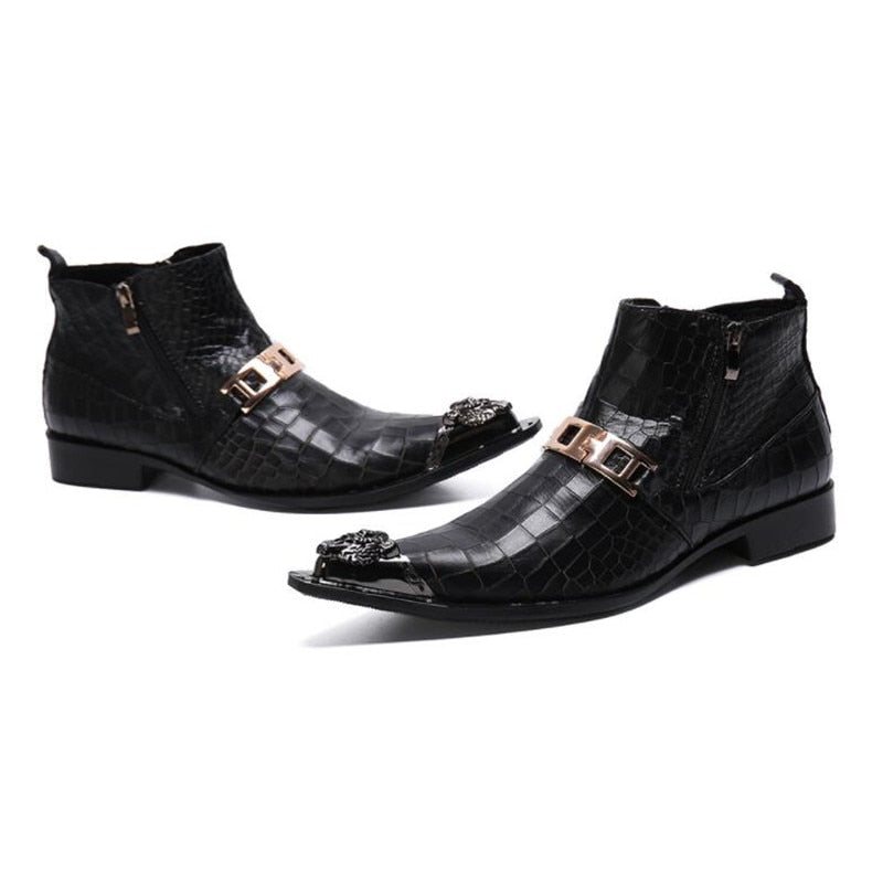 Miesten Saappaat Snakeskin Chic Western Nilkkurit - Musta