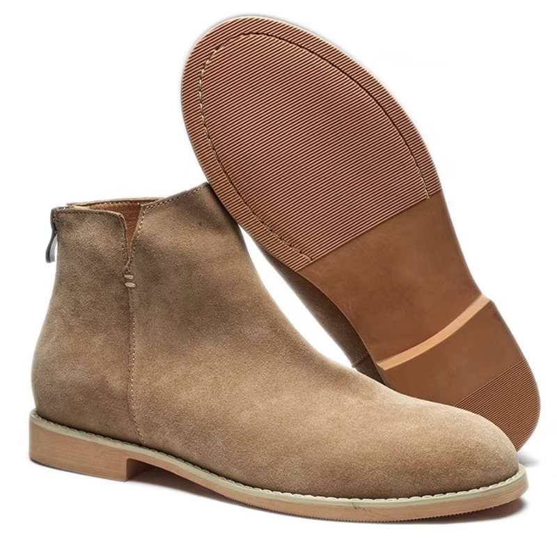 Miesten Saappaat Tyylikkäät Lehmännahkaiset Nilkkasaappaat - Khaki
