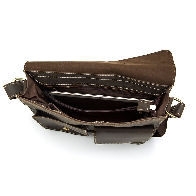 Miesten Salkut Ylellinen Eksoottinen Nahka Vintage Flap Crossbody Salkku - Kahvi