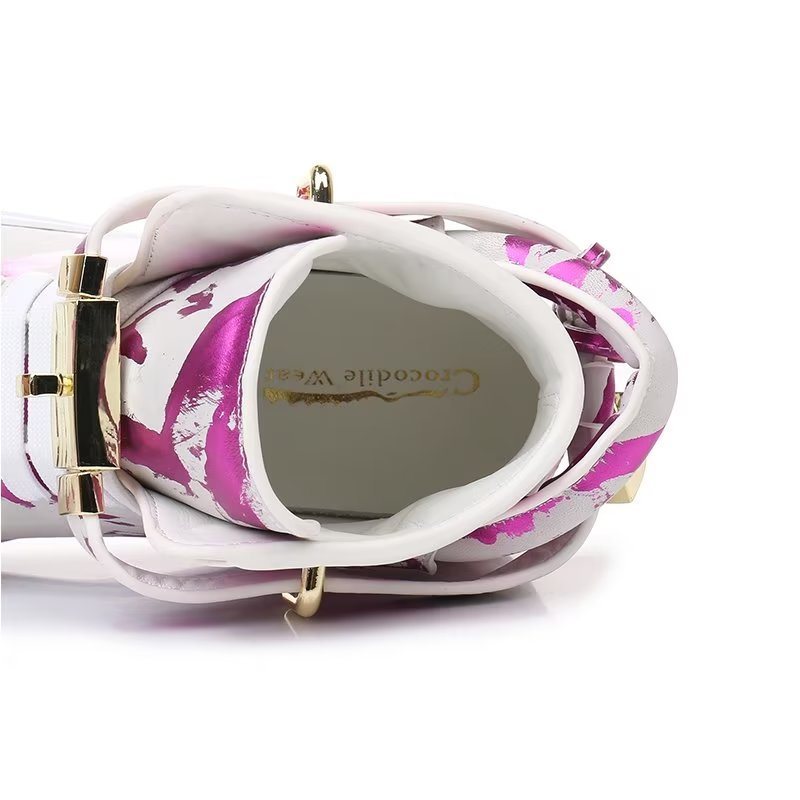 Miesten Tennarit Graffiti Artisan Cow Leather High Top Sneaks - Violetti